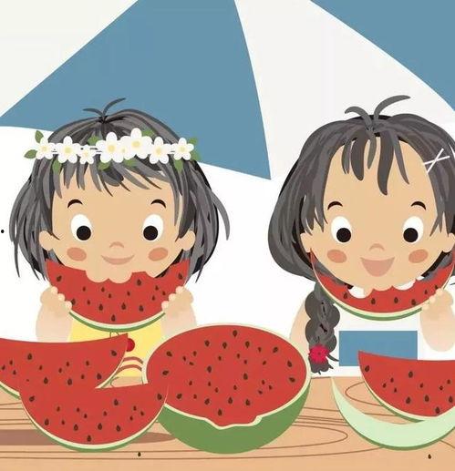 温酒吃瓜动画,动画演绎夏日悠闲时光